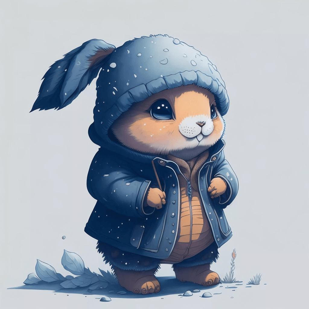 cartoon bunny wearing a hat and jacket
