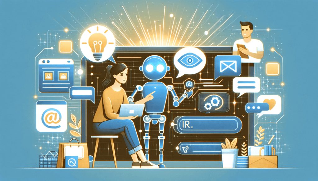 illustration of two people directing an ai to accomplish tasks