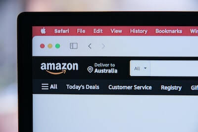 Amazon store logo on computer screen