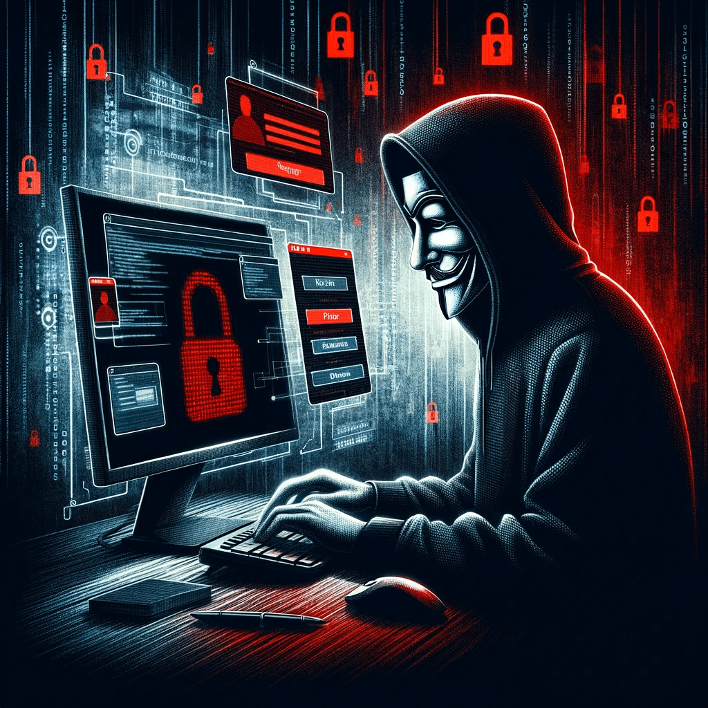 Illustration of an internet scammer trying to hack an etsy account