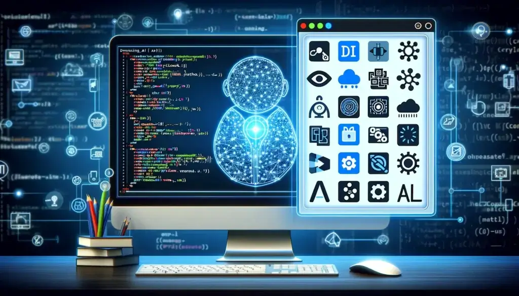 computer screen with ai applications and lines of code
