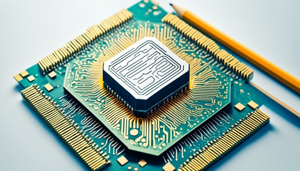 AI as a Starting Point for Content. close up of AI computer chip
