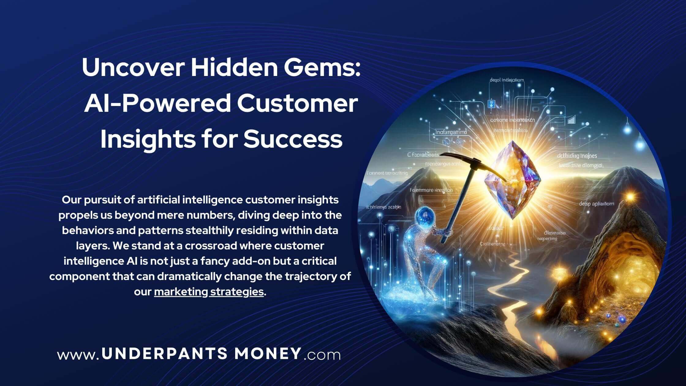 Ai powered customer insights title and description with image of ai mining hidden gems